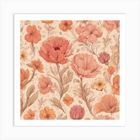 Flowers Wallpaper Pattern Art Print