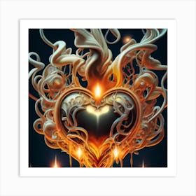 A Golden Heart Made Of Candle Smoke 2 Art Print