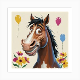 Happy Birthday Horse 3 Art Print