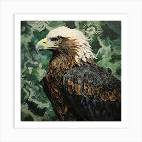 Ohara Koson Inspired Bird Painting Golden Eagle 4 Square Art Print