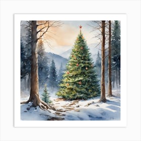 Christmas Tree In The Woods 16 Art Print