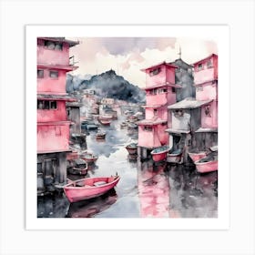 Pink Houses In Hong Kong Art Print