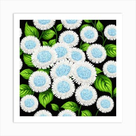 Blue And White Chrysanthemums 5 Art Print