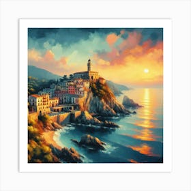 Sunset In Cinque Terre Art Print