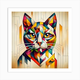 Geometric Cat Art Print