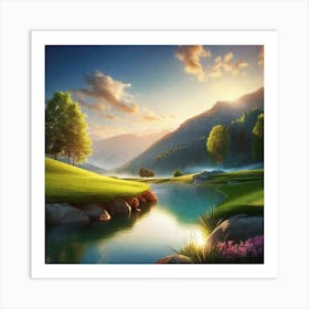 Sunset On The Golf Course Art Print