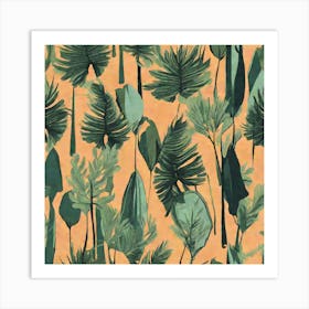 Tropical Tree On A Solid Background pattern art, 124 Art Print