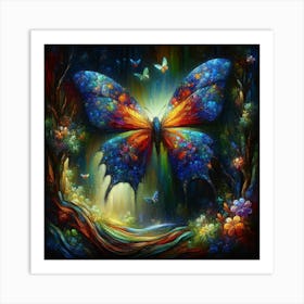 Surrealist Vibrant Butterfly IV Art Print