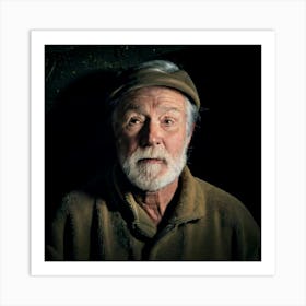 Firefly Portrait, Male, Old Miner, Coal Shaft, Dirty Face, Dark, Night, Rugged, Weathered, Expressiv (1) Art Print