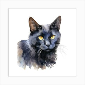 Russian Black Cat Portrait 3 Art Print