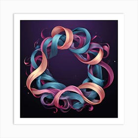 Vector Decorative Ornamental Ribbon Bow Curled Twisted Elegant Delicate Stylish Adorned F (4) Art Print