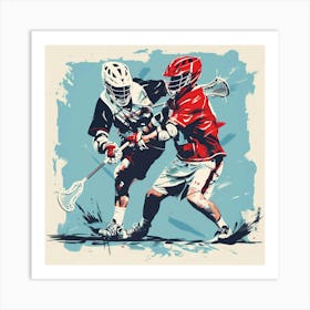 Two Lacrosse Players In Action 5 Art Print