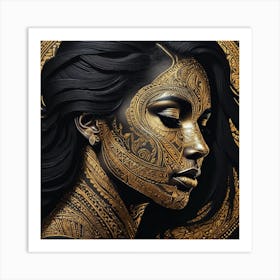 Gold And Black Painting 1 Art Print