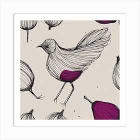 Bird With Purple Onions Art Print