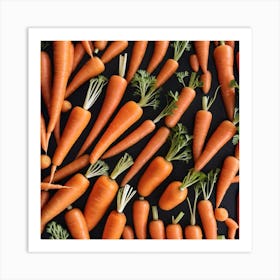 Carrots On A Black Background 4 Art Print