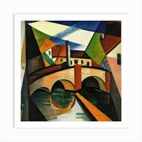 Bridge over the river surrounded by houses 6 Art Print