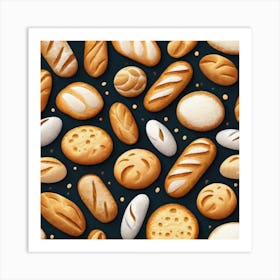 Bread Seamless Pattern 2 Art Print