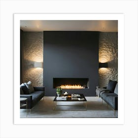 Modern Living Room With Fireplace 14 Art Print