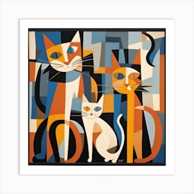 A Playful Scene Of Cats At Play Portrayed Art Print