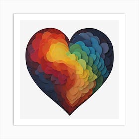 Rainbow Heart Cloud Art Print