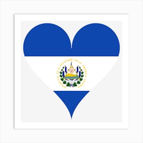 Flag Heart Salvador Central America Heart Shaped Coat Of Arms Love Art Print