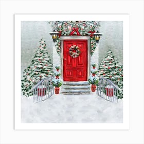 Christmas Door Art Print