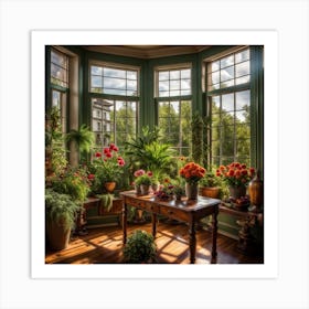 Sunroom With Flowers Art Print