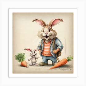 Rabbit And Carrots Art Print