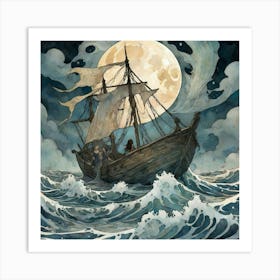 Ship In The Night Art Print