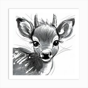 Deer Drawing 1 Art Print