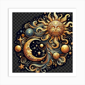 Sun, Moon And Stars 2 Art Print