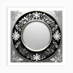 Create A Slim Metallic Snow White Winter Round Bor Art Print