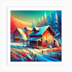 Winter Landscape Painting 1 Art Print