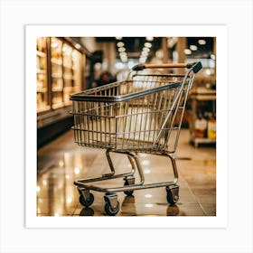 Shopping Cart In A Supermarket Art Print