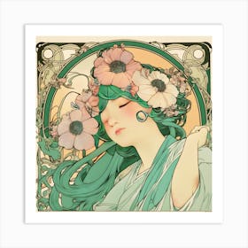 Portrait With Anemones Art Print