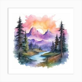 Watercolor Landscape Painting 4 Art Print