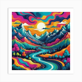 Psychedelic Landscape Painting Art Print