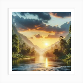 Sunset In The Jungle Art Print