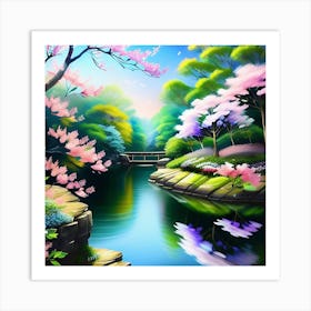 Cherry Blossoms In The Park Art Print