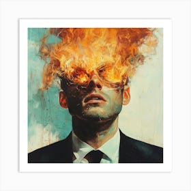 Man With Fire On His Head Art Print