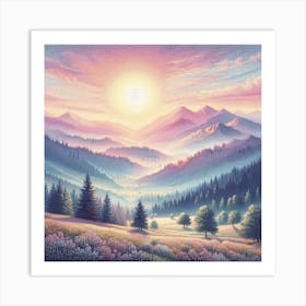 Sunrise in the mountains 2 Art Print