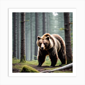 Brown Bear In The Forest 12 Art Print