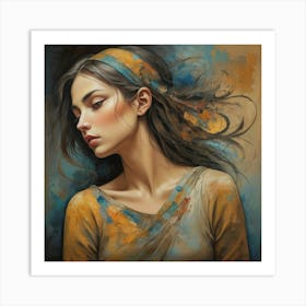 'The Girl With Long Hair' Art Print Art Print