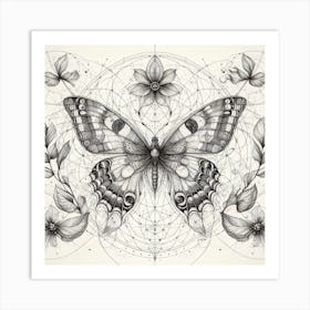 Victorian Diagram Butterfly Illustration III Art Print