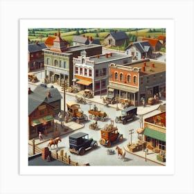 Early Small Town America And The Automobile ~Reimagined 6 Art Print