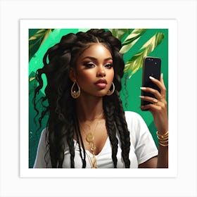 African Woman Taking Selfie Art Print