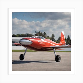 Red Plane On Runway Art Print