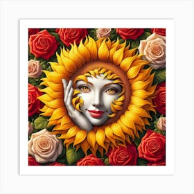 Sunflower Face Art Print