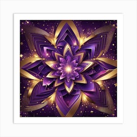 Purple Flower With Stars Art Print