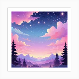 Sky With Twinkling Stars In Pastel Colors Square Composition 49 Art Print